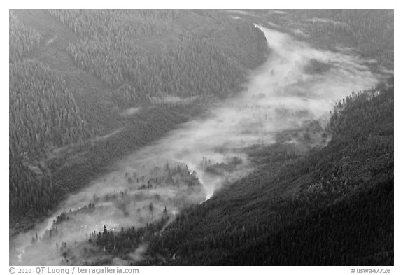 Shadow of Hidden Lake Peak and ridges, Mount Baker Glacier Snoqualmie National Forest. Washington (black and white)