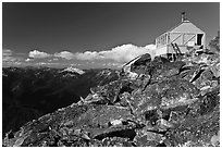 Mountaintop lookout, Hidden Lake Peak. Washington (black and white)
