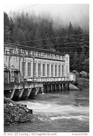 Hydroelectric power plant, Newhalem. Washington (black and white)