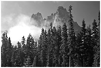 Liberty Bell Mountain seen from Washington Pass. Washington (black and white)