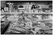 Fresh fish for sale, Pike Place Market. Seattle, Washington (black and white)