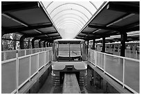 Monorail at station. Seattle, Washington (black and white)