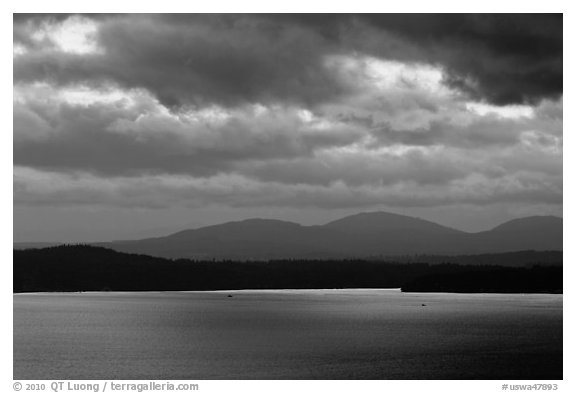 Puget Sound and Olympic Mountains at sunset. Olympic Peninsula, Washington