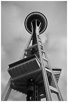 Space needle from the base. Seattle, Washington (black and white)