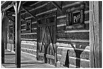 Wooden building detail, Winthrop. Washington (black and white)