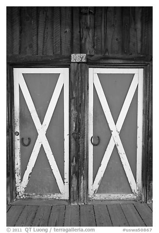 Doors, Winthrop. Washington (black and white)