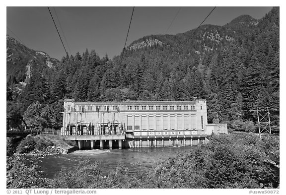 Gorge Dam in summer, Newhalem. Washington (black and white)