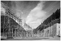 High voltage lines near Diablo powerhouse. Washington ( black and white)