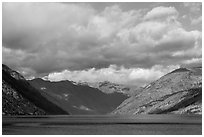 Lake Chelan and Cascades, morning. Washington ( black and white)