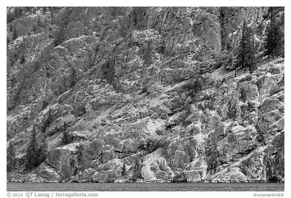 Cliffs bordering Lake Chelan. Washington (black and white)