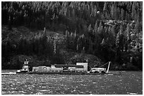Barge on Lake Chelan. Washington ( black and white)