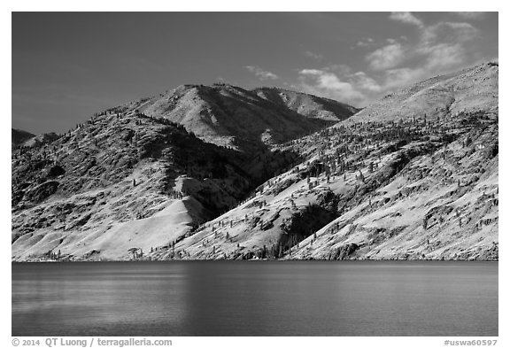 Hills bordering Lake Chelan. Washington (black and white)