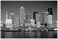 Seattle skyline seen from the water. Seattle, Washington ( black and white)
