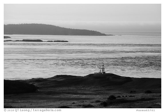 Cattle Point Lighthouse at sunrise, San Juan Island. Washington (black and white)