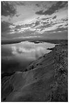 Columbia River from top of White Bluffs at sunset, Wahluke Unit, Hanford Reach National Monument. Washington ( black and white)
