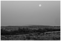 Full moon over Wahluke Ponds, Hanford Reach National Monument. Washington ( black and white)