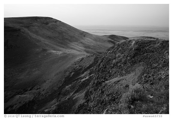 Saddle Mountain, dawn, Hanford Reach National Monument. Washington (black and white)