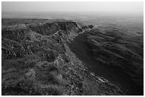 Basalt Cliff and hardened lava flow, Saddle Mountain, Hanford Reach National Monument. Washington ( black and white)