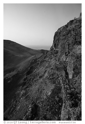 Cliff and Saddle Mountain at sunrise, Hanford Reach National Monument. Washington (black and white)