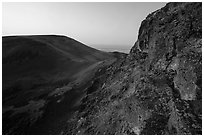 Basalt cliff and Saddle Mountain at sunrise, Hanford Reach National Monument. Washington ( black and white)