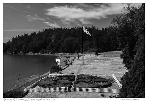 British Camp, San Juan Island National Historical Park, San Juan Island. Washington (black and white)