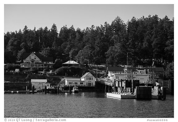 Orcas Ferry terminal, Orcas Island. Washington (black and white)