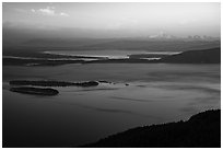 Rosario Strait and Mount Baker at sunset. Washington ( black and white)