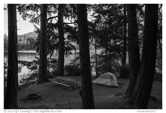Lakeside campground, Moran State Park. Washington (black and white)