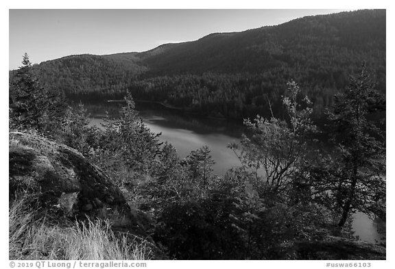 Cascade Lake, Moran State Park. Washington (black and white)