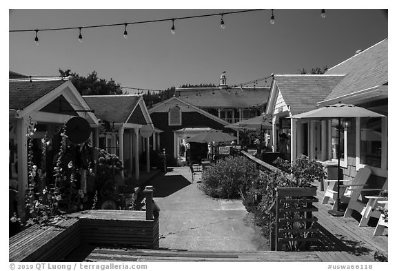 Shops, Eastsound, Orcas Island. Washington (black and white)