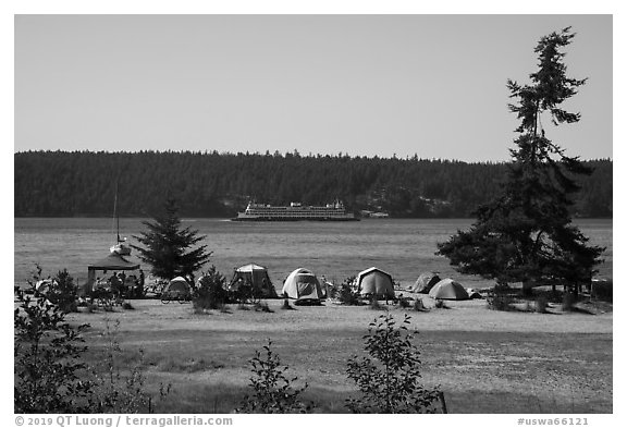Campground, Lopez Island. Washington (black and white)