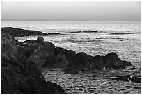 Rocky coastline and Salish Sea, Iceberg Point, San Juan Islands National Monument, Lopez Island. Washington ( black and white)