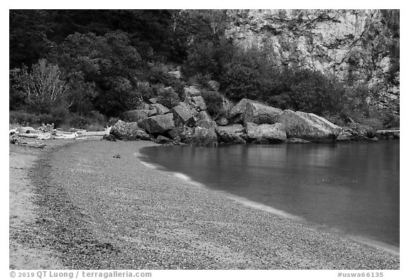 Watmough Beach, San Juan Islands National Monument, Lopez Island. Washington (black and white)