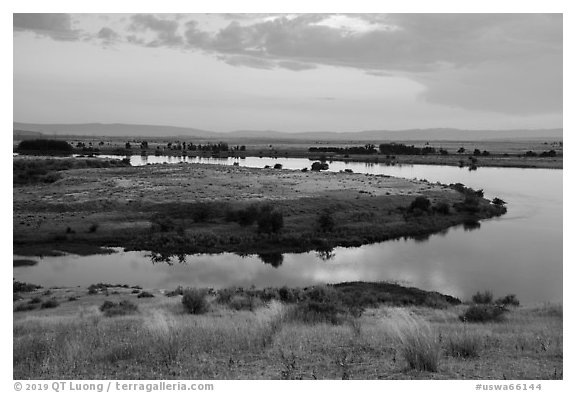 Columbia River arm, Hanford Reach National Monument. Washington (black and white)