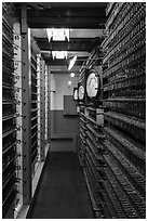 Room with wiring, nuclear reactor B, Hanford Unit, Manhattan Project National Historical Park. Washington ( black and white)