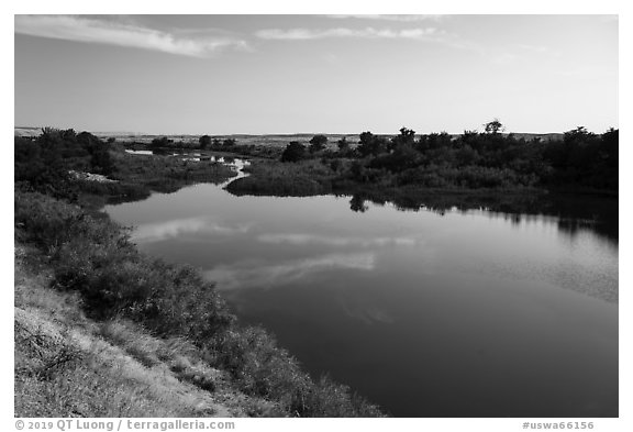 Side arm of Columbia River, Ringold Unit, Hanford Reach National Monument. Washington (black and white)