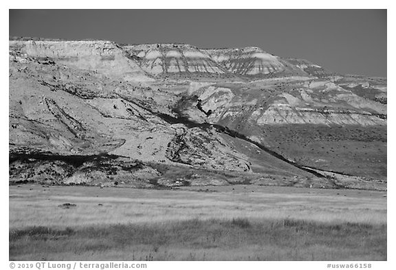 Bluffs, Ringold Unit, Hanford Reach National Monument. Washington (black and white)