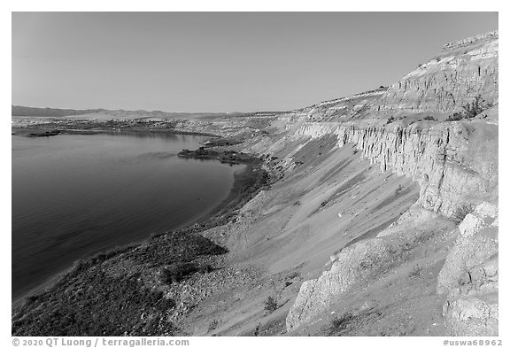 White Cliffs, afternoon, Hanford Reach National Monument. Washington (black and white)