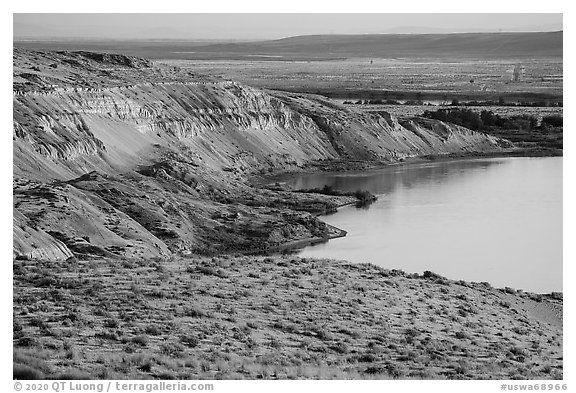 White Cliffs from a distance, Hanford Reach National Monument. Washington (black and white)