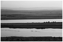 Locke Island dividing Columbia River into two channels, Hanford Reach National Monument. Washington ( black and white)