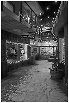 Shopping alley by night. Jackson, Wyoming, USA (black and white)