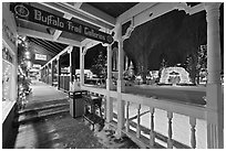 Gallery and Town Square lights, winter night. Jackson, Wyoming, USA ( black and white)