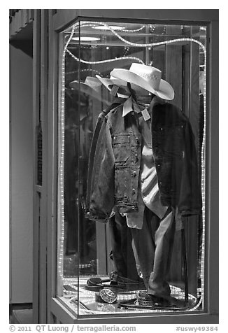 Western-style fashion on display. Jackson, Wyoming, USA (black and white)