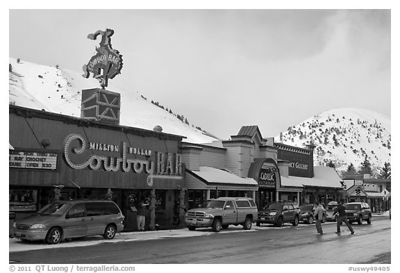 Downtown Jackson in winter. Jackson, Wyoming, USA (black and white)