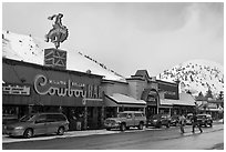 Downtown Jackson in winter. Jackson, Wyoming, USA ( black and white)