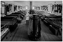 Barrack dorm. Fort Laramie National Historical Site, Wyoming, USA ( black and white)