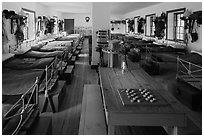 Barrack dorm room. Fort Laramie National Historical Site, Wyoming, USA ( black and white)