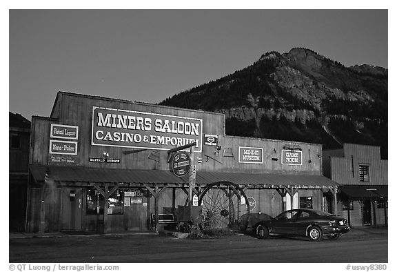 Silver Gate at dawn. Wyoming, USA (black and white)