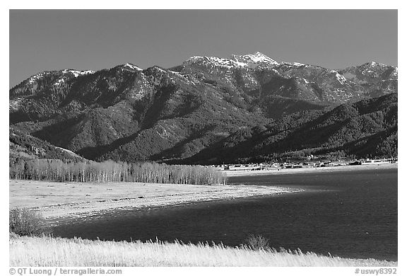 Palissades Reservoir and Snake Range. Wyoming, USA (black and white)