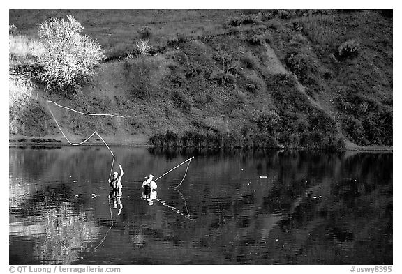 Fly fishermen, Snake River. Wyoming, USA